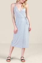 Francesca's Reagan Wrapped Midi Dress - Heather Gray