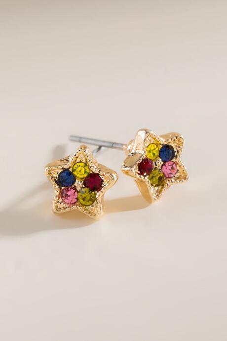 Francesca's Meredith Pav Star Stud Earrings - Multi