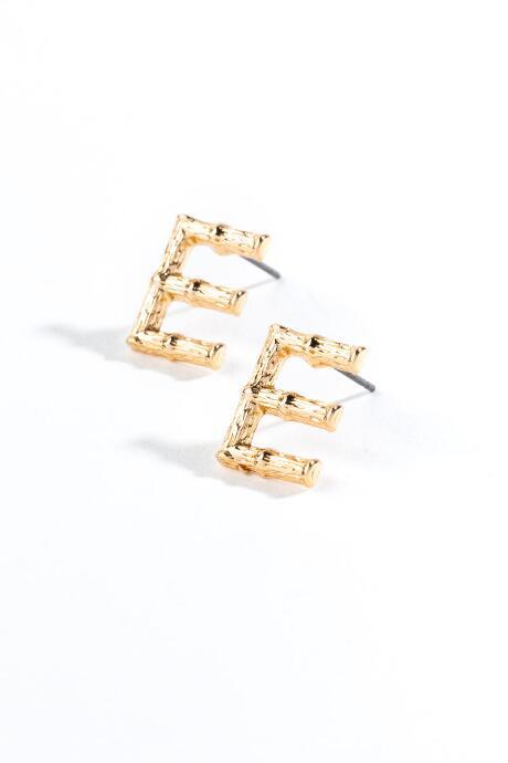Francesca's E Bamboo Initial Studs - Gold