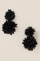 Francesca's Deva Double Flower Drop Earrings In Fuchsia - Black