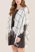 Francesca's Isabelle Plaid Ruana - White