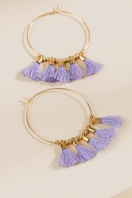 Francesca's Faith Mini Tassel Hoops - Lavender