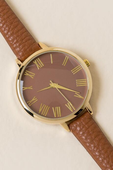Francesca's Whitney Roman Numeral Watch - Cognac