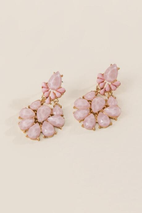 Francesca's Katie Flower Chandelier Earring - Pale Pink