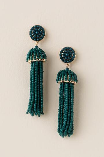 Francesca's Amori Seed Bead Tassel Earring In Evergreen - Evergreen