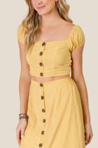 Francesca's Madison Button Front Cropped Top - Sunshine
