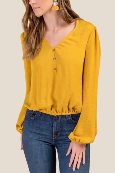Francesca's Sharice Meet And Greet Chiffon Blouse - Mustard