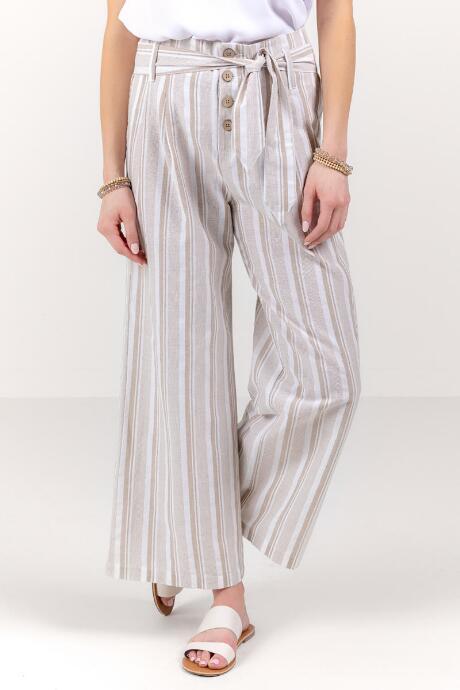 Francesca's Celeste Striped Self Tie Pants - Sand