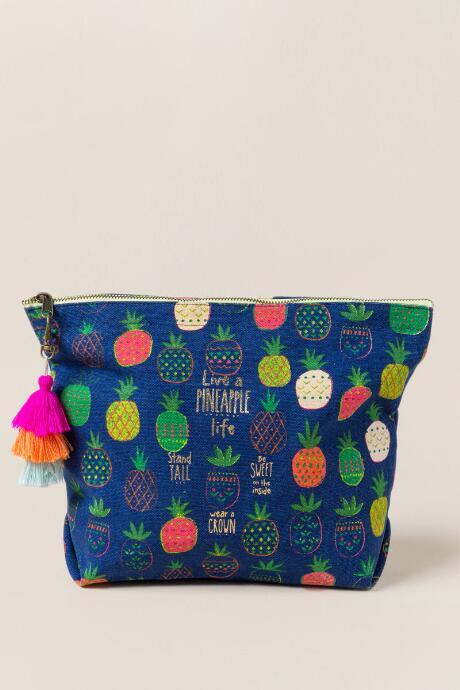 Francescas Pineapple Life Canvas Bag - Navy