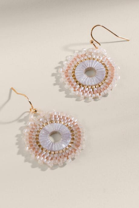 Francesca's Dani Beaded Woven Earrings - Ivory