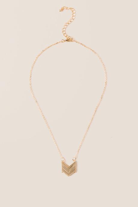 Francesca's Ali Chevron Stacked Pendant Necklace - Gold