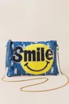 Francesca's Goldie Smile Denim Wristlet Crossbody - Yellow