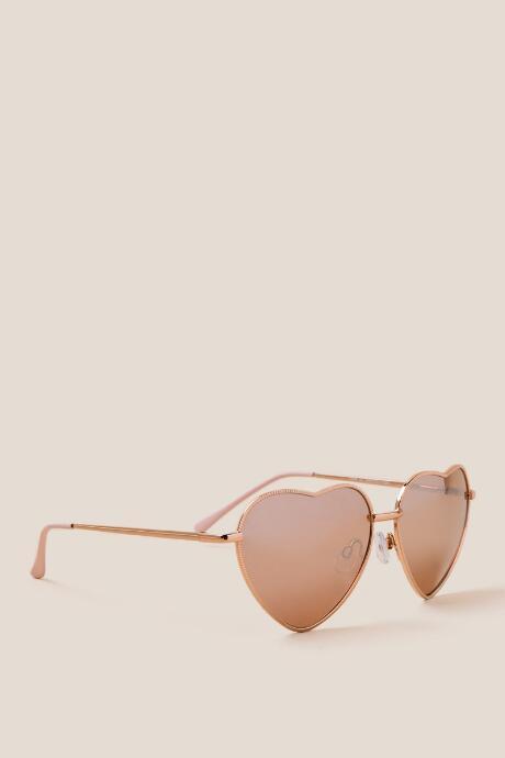 Francesca's Brandi Rose Gold Heart Shaped Sunglasses - Rose/gold