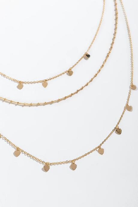 Francesca's Kara Heart Station Layered Necklace - Gold