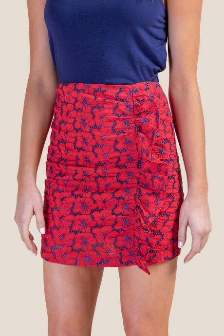 Francesca Inchess Skylar Ruffle Colored Eyelet Skirt - Red