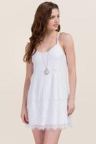 Francesca's Jacey X Back Lace Shift Dress - White