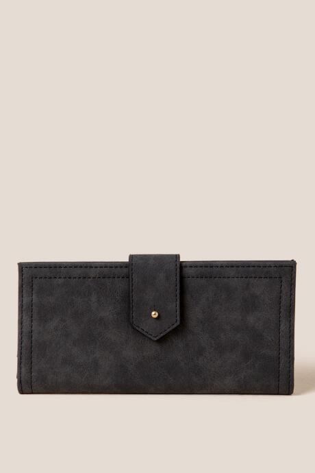 Francesca's Tabitha Distressed Slim Wallet - Black