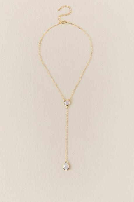 Francesca's Layla Crystal Lariat Necklace - White
