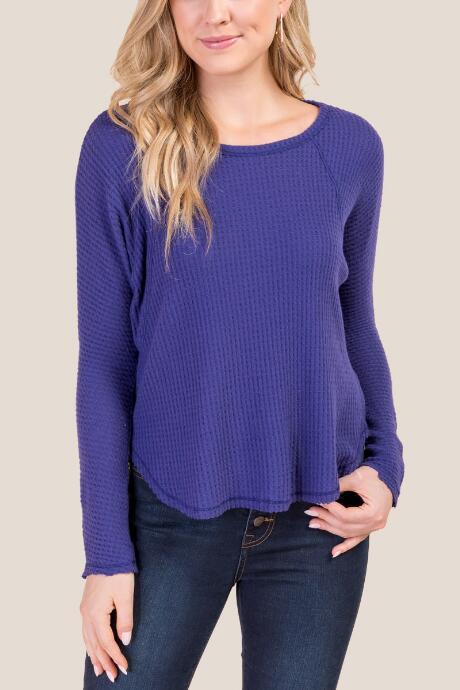 Francesca's Tatum Scoop Neck Tee - Navy