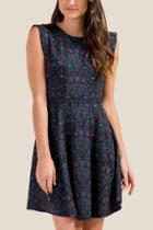 Francesca's Freya Floral Skater Dress - Black