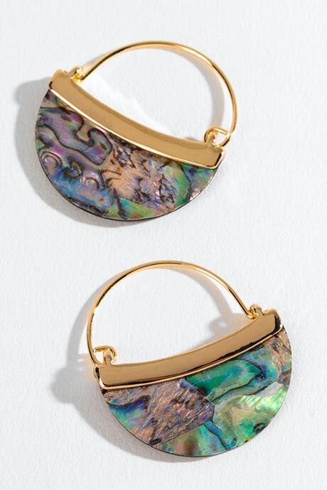 Francesca's Vera Abalone Half Moon Hoops - Iridescent