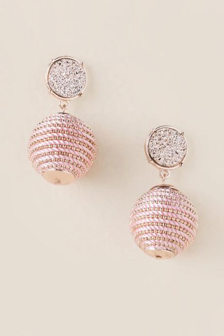 Francesca's Kenia Druzy Bauble Earrings In Blush - Rose/gold