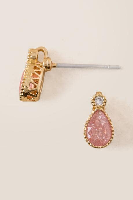 Francesca's Edith Teardrop Stud Earring - Blush