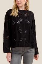 Francesca's Hailee Open Cable Chenille Sweater - Black