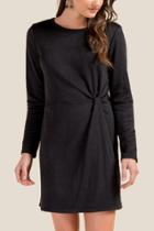 Francesca's Gia Twist Front Knit Dress - Black