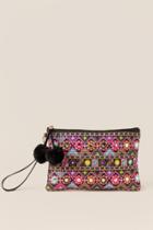 Francescas Lisa Mirrored Wristlet In Black - Black