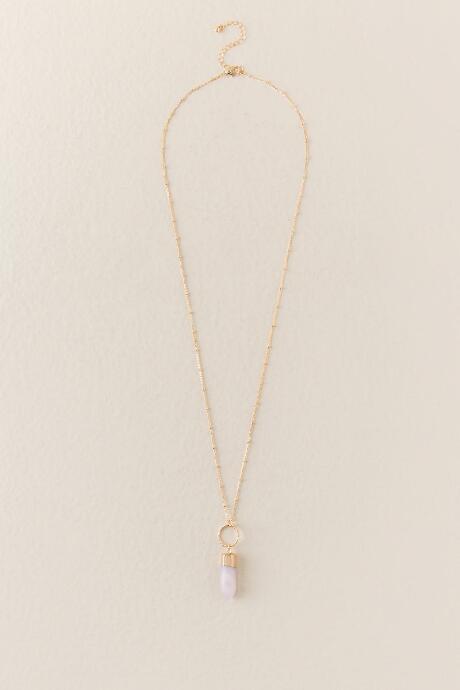 Francesca's Jaiden Rose Quartz Dagger Pendant Necklace - Gold