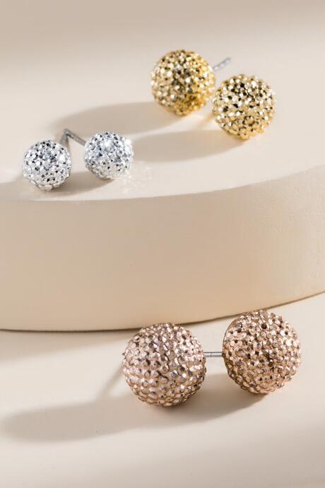 Francesca's Amanda Caviar Beaded Set Of Studs - Rose/gold