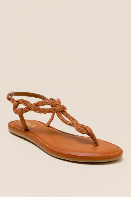 Mia Annette Braided T-strap Sandal - Cognac