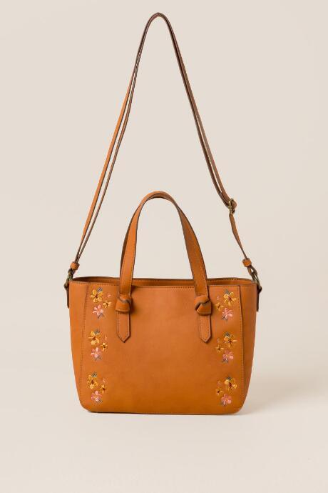 Francesca's Penny Embroidered Satchel - Cognac