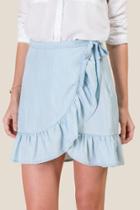 Francesca's Meredith Ruffled Wrap Skirt - Lite