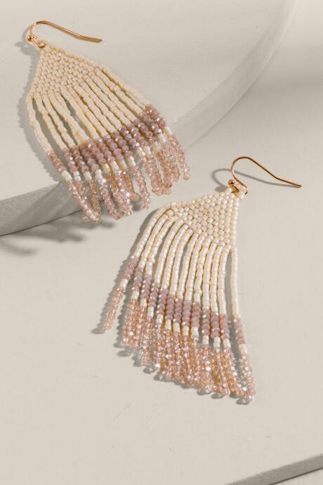 Francesca's Karen Beaded Kite Drop Earrings - Ivory