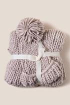 Francesca's Seirra Chunky Knit Scarf And Beanie Set - Taupe