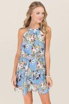Mi Ami Winslow Floral A-line Dress - Oxford Blue