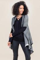 Francesca's Penelope Striped Vest Wrap - Black