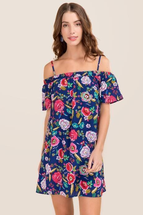 Blue Rain Wylie Floral Shift Dress - Navy