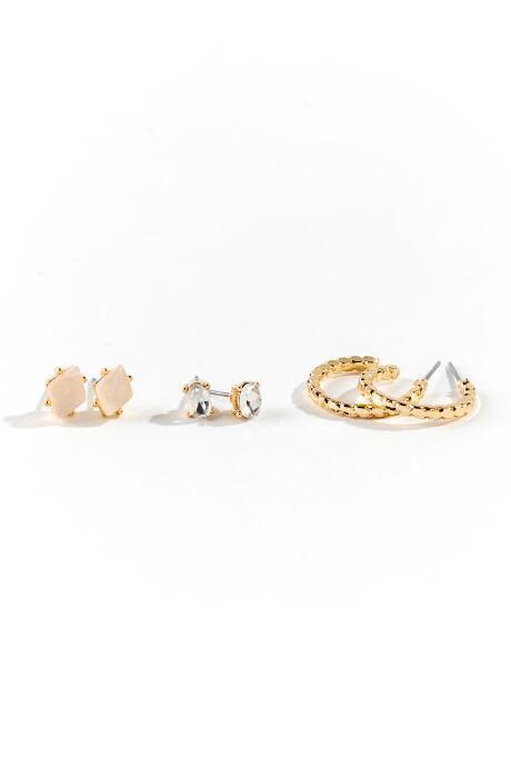 Francesca's Chloe 3 Pk Studs Set - Pale Pink