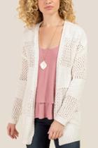 Francesca's Jocelyn Pointelle Chenille Cardigan - Ivory