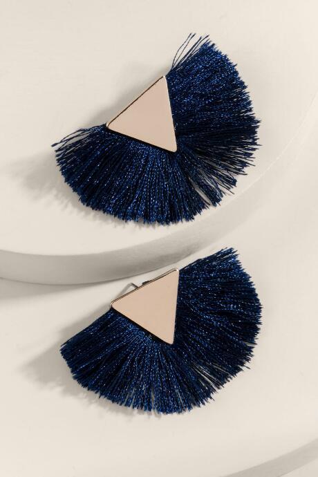Francesca's Hanna Fan Stud Earrings - Navy