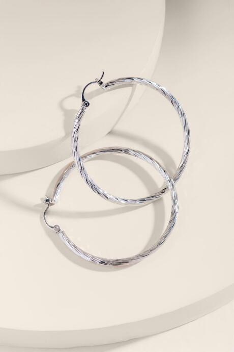 Francesca's Kara Textured Metal Hoops - Silver