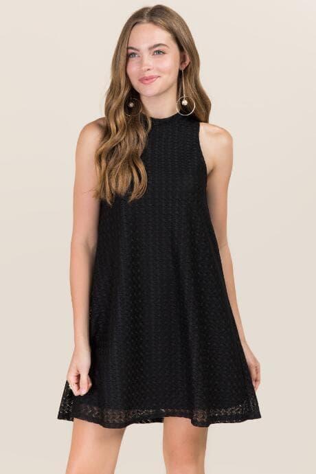 Francesca's Maxine Open Back Shift Dress - Black