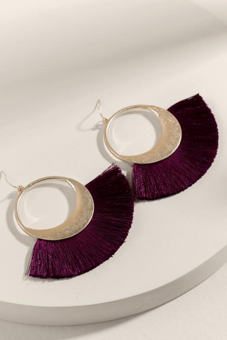 Francesca's Kaleigh Tassel Drop Earrings - Purple