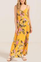 Francesca Inchess Ida Front Knot Keyhole Floral Dress - Marigold