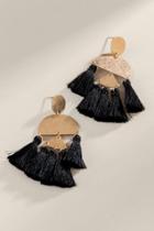 Francesca's Stella Tasseled Chandelier Earrings In Black - Black