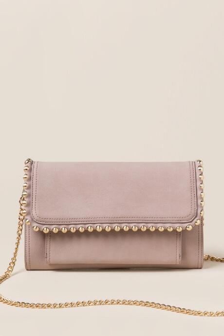 Francesca's Caileigh Metal Bead Crossbody Clutch - Rose