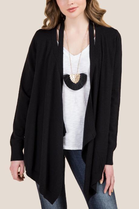 Francesca's Waylen Clavicle Cut Out Cardigan - Black